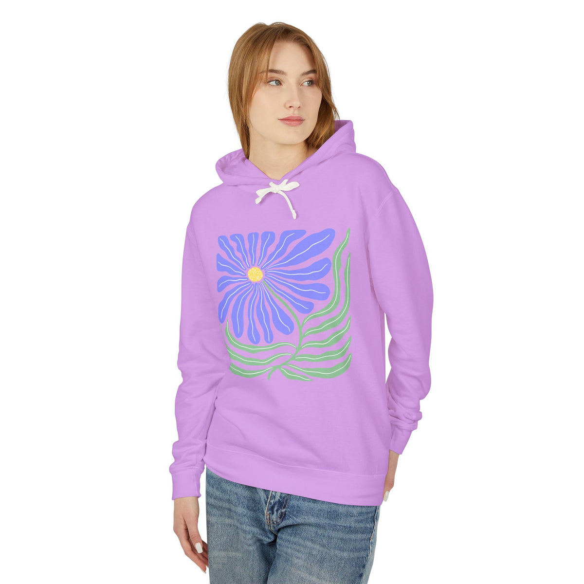 Floral Daisy Lightweight Women's Hooded Sweatshirt