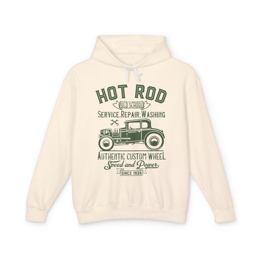 Hot Rod Old School Authentic Custom Wheel Lightweight Hooded Sweatshirt