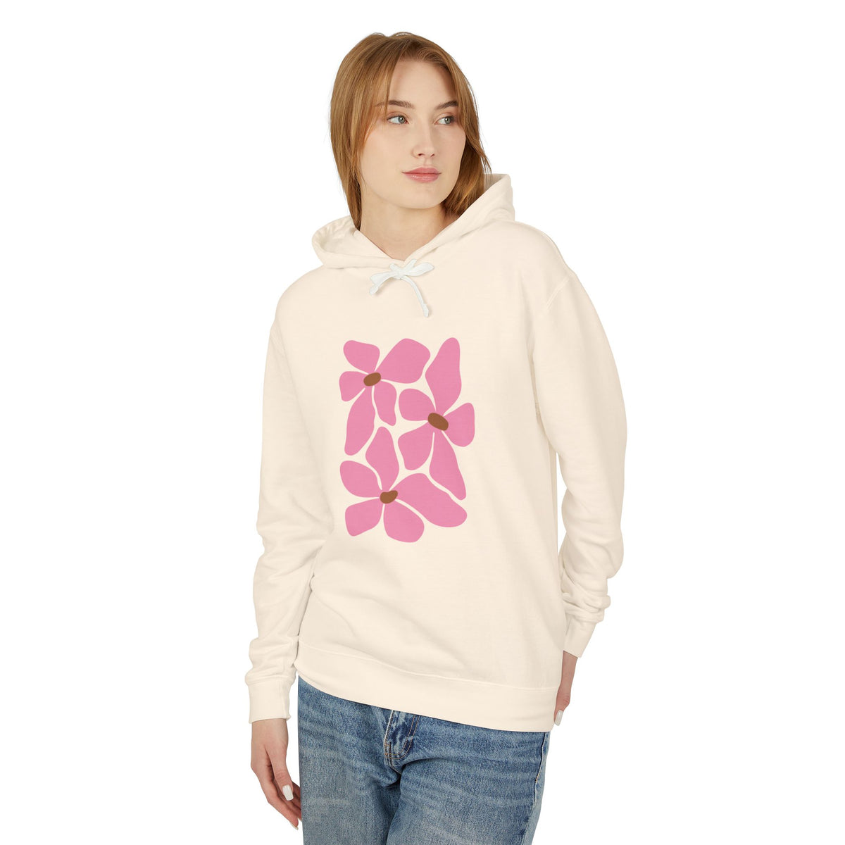 Pink Petal Bloom Lightweight Women's Hooded Sweatshirt