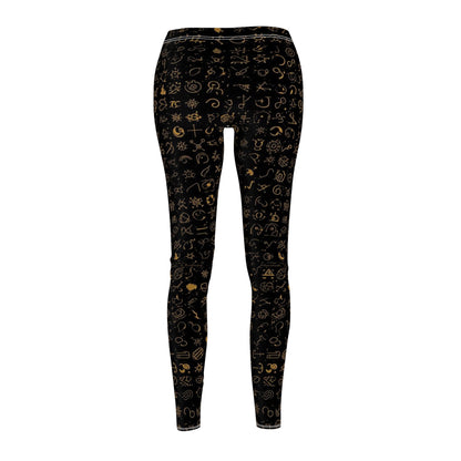 Black & Gold Mystic Symbols Women's Casual Leggings