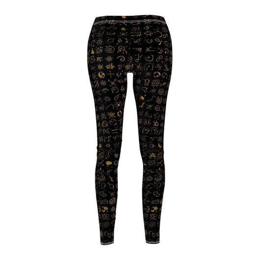 Black & Gold Mystic Symbols Women's Casual Leggings