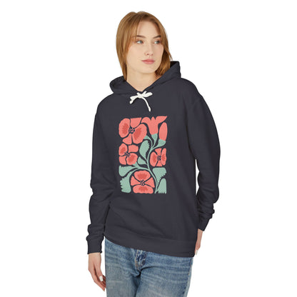 Floral Poppy Lightweight Women's Hooded Sweatshirt