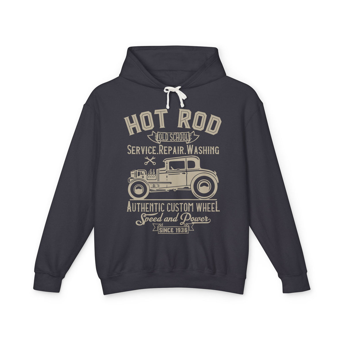 Hot Rod Old School Authentic Custom Wheel Lightweight Hooded Sweatshirt