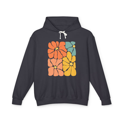 Retro Floral Color Block Lightweight Women's Hooded Sweatshirt