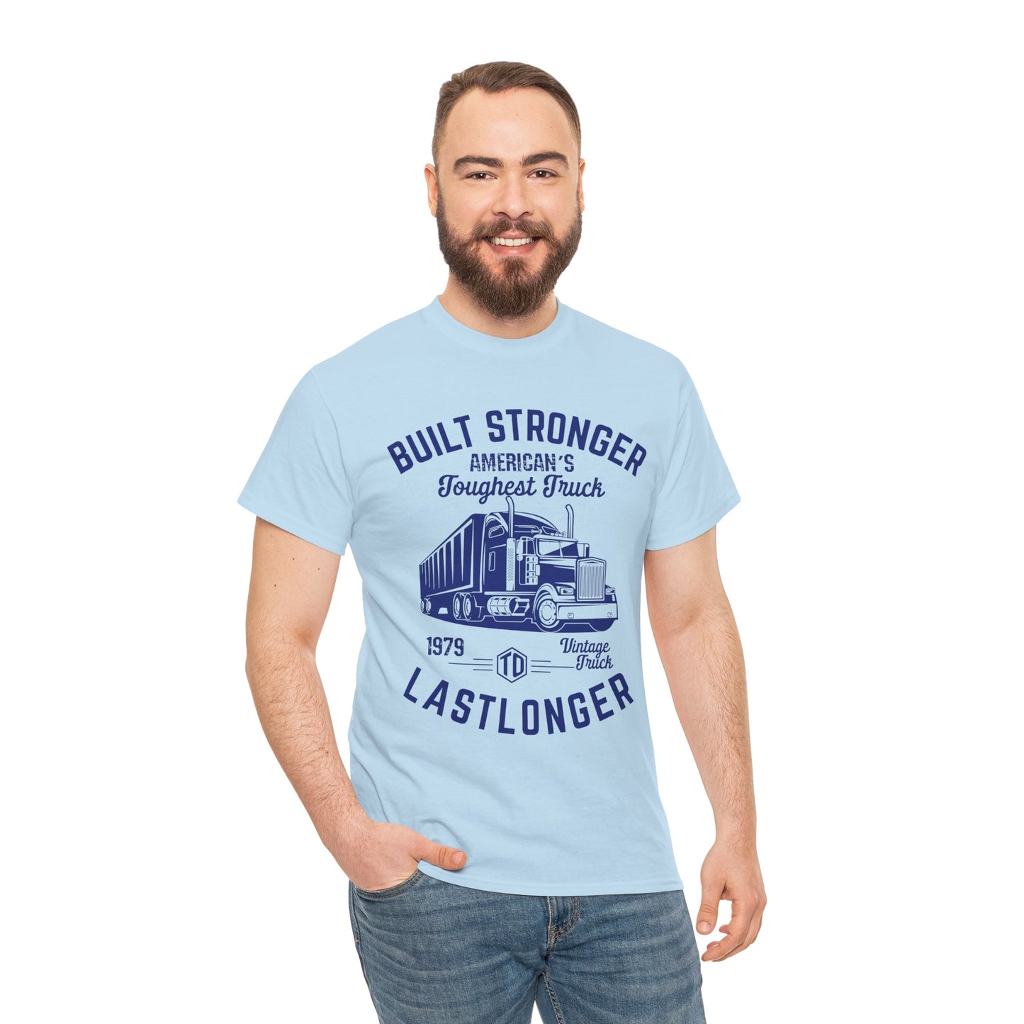 Built Stronger Last Longer Trucker Illustration Tee