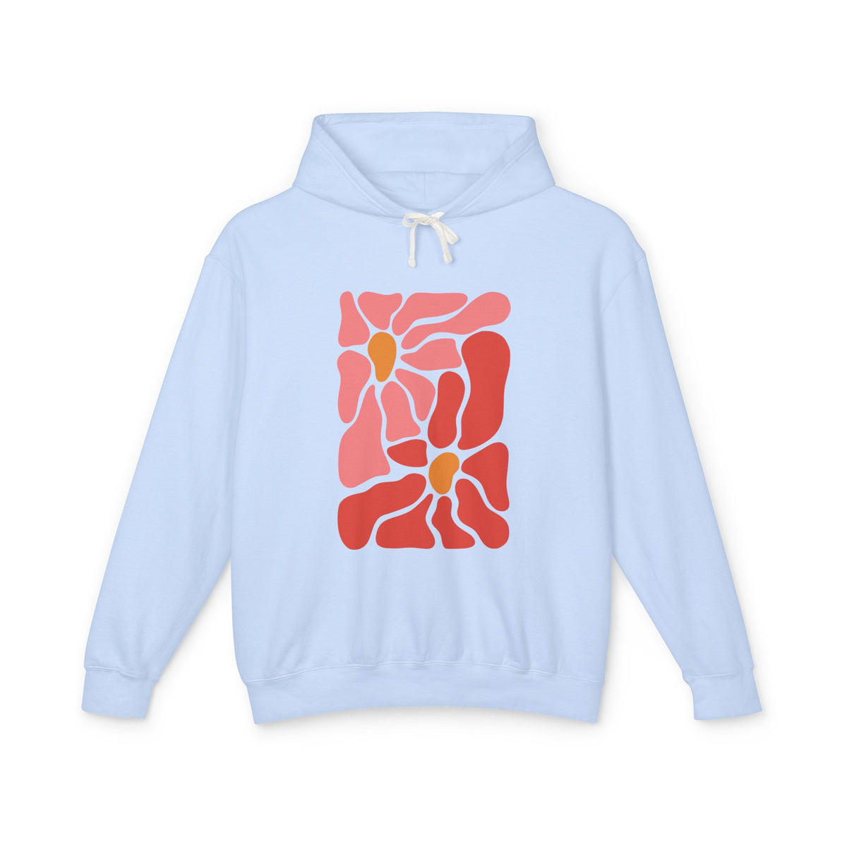 Pink Retro Flower Graphic Lightweight Women's Hooded Sweatshirt