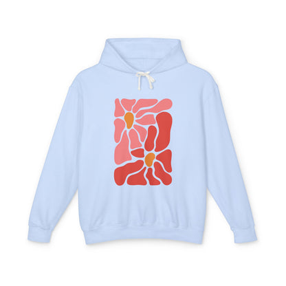 Pink Retro Flower Graphic Lightweight Women's Hooded Sweatshirt
