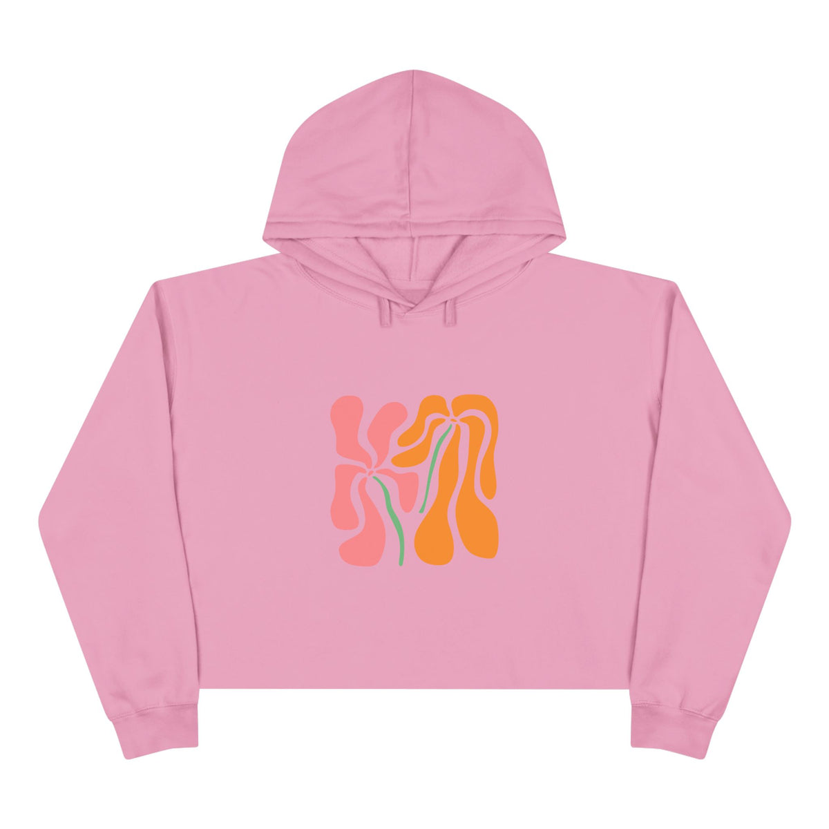 Groovy Pink & Orange Floral Crop Hoodie