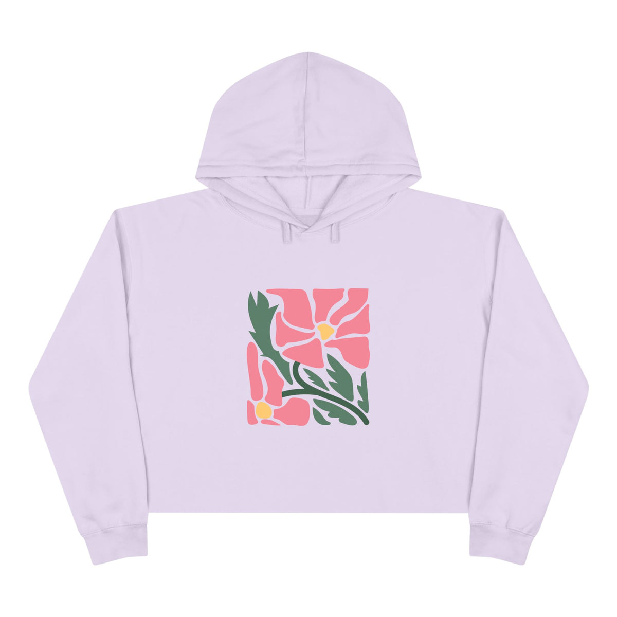 Pink Garden Graphic Crop Hoodie