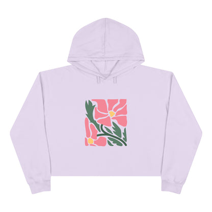 Pink Garden Graphic Crop Hoodie