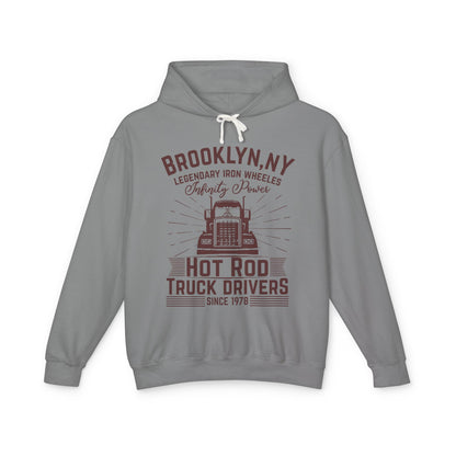 Brooklyn NY Hot Rod Truck Drivers Lightweight Hooded Sweatshirt