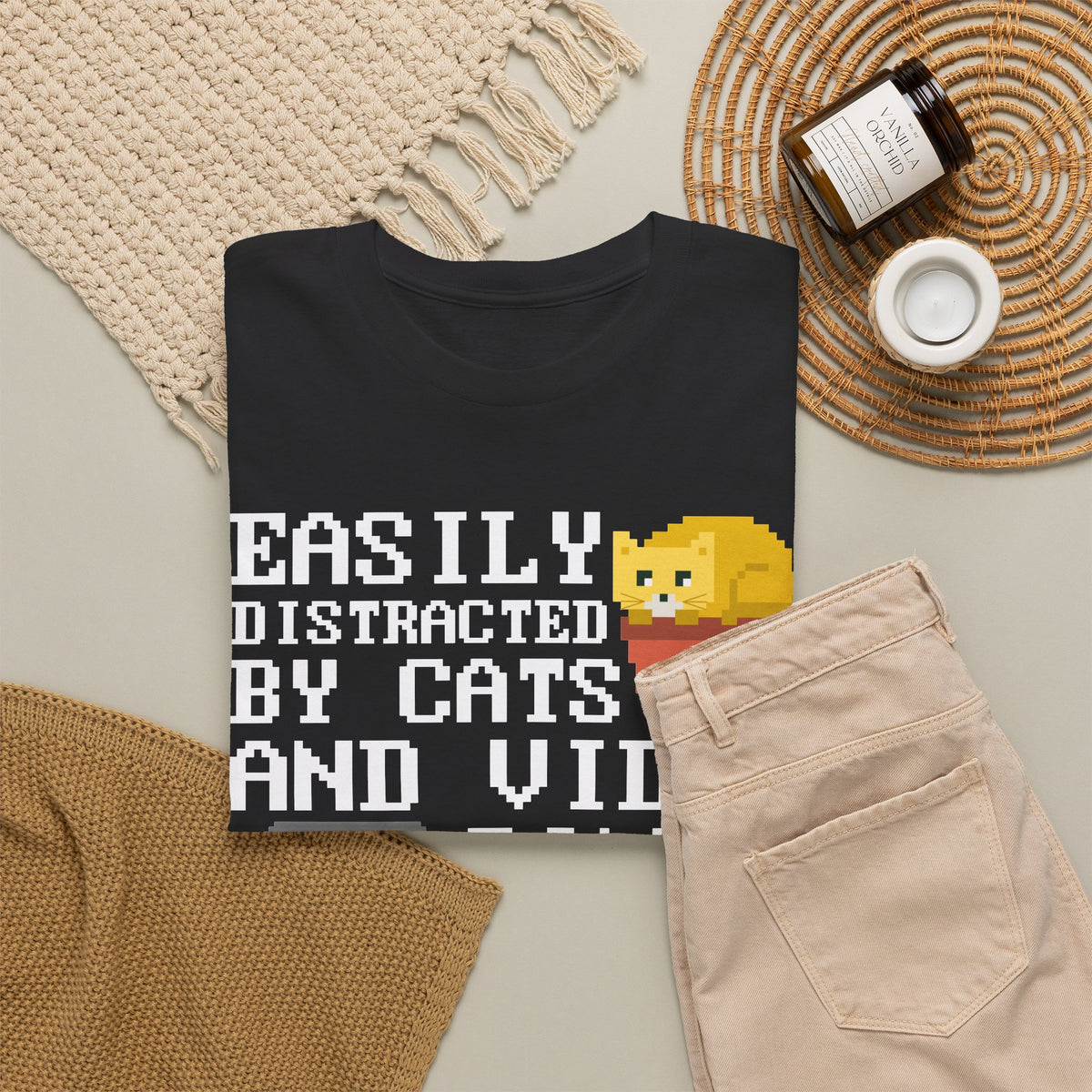 Easily Distracted By Cats And Video Games T-Shirt