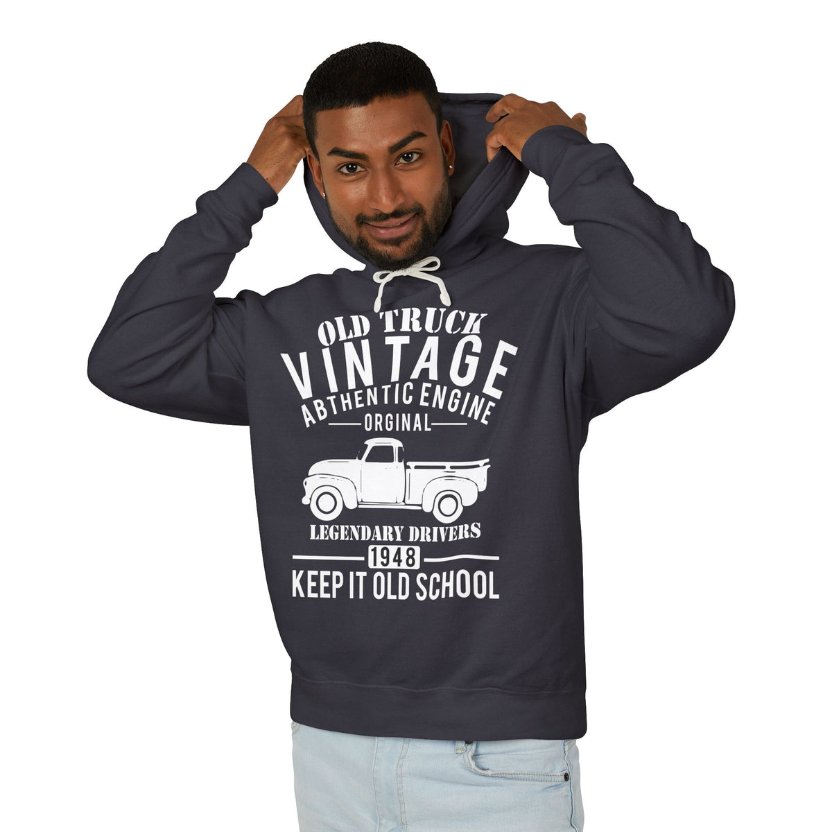 Old Truck Vintage Lightweight Hooded Sweatshirt