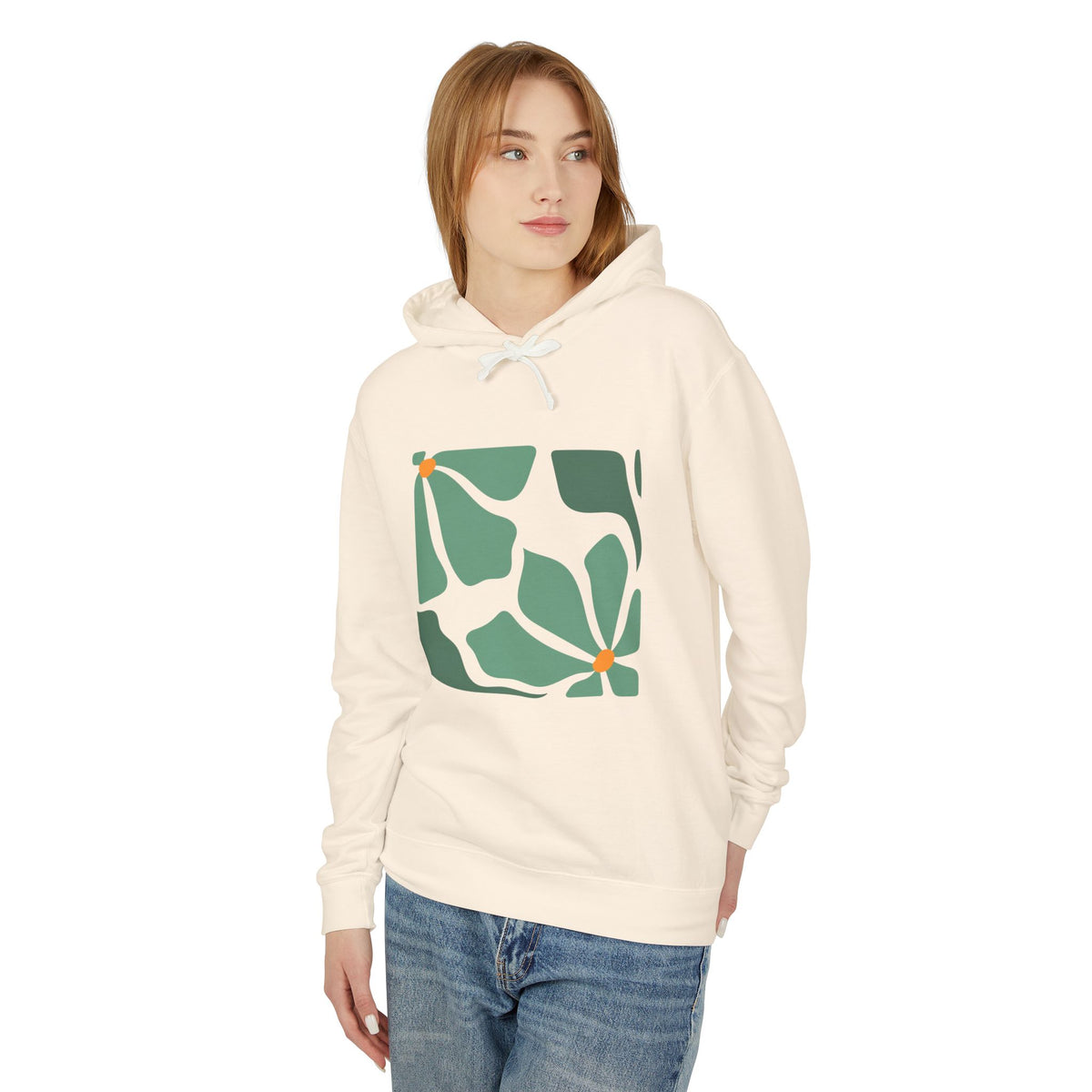 Abstract Botanical Floral Lightweight Women's Hooded Sweatshirt