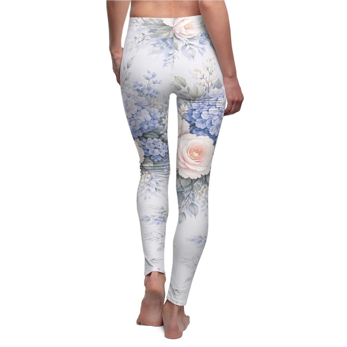 Floral Pastel Rose & Hydrangea Women's Casual Leggings