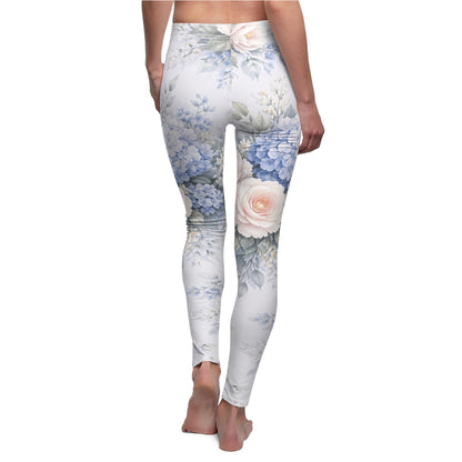 Floral Pastel Rose & Hydrangea Women's Casual Leggings