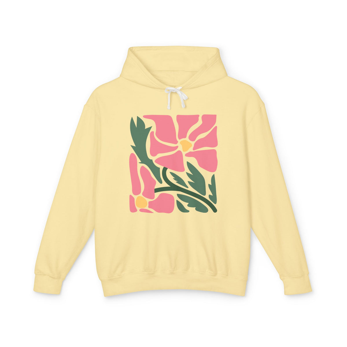 Pink Garden Graphic Lightweight Women's Hooded Sweatshirt