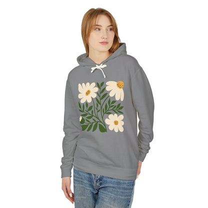 Minimal Yellow Bloom Lightweight Women's Hooded Sweatshirt