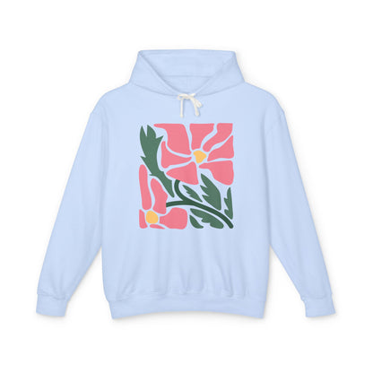 Pink Garden Graphic Lightweight Women's Hooded Sweatshirt