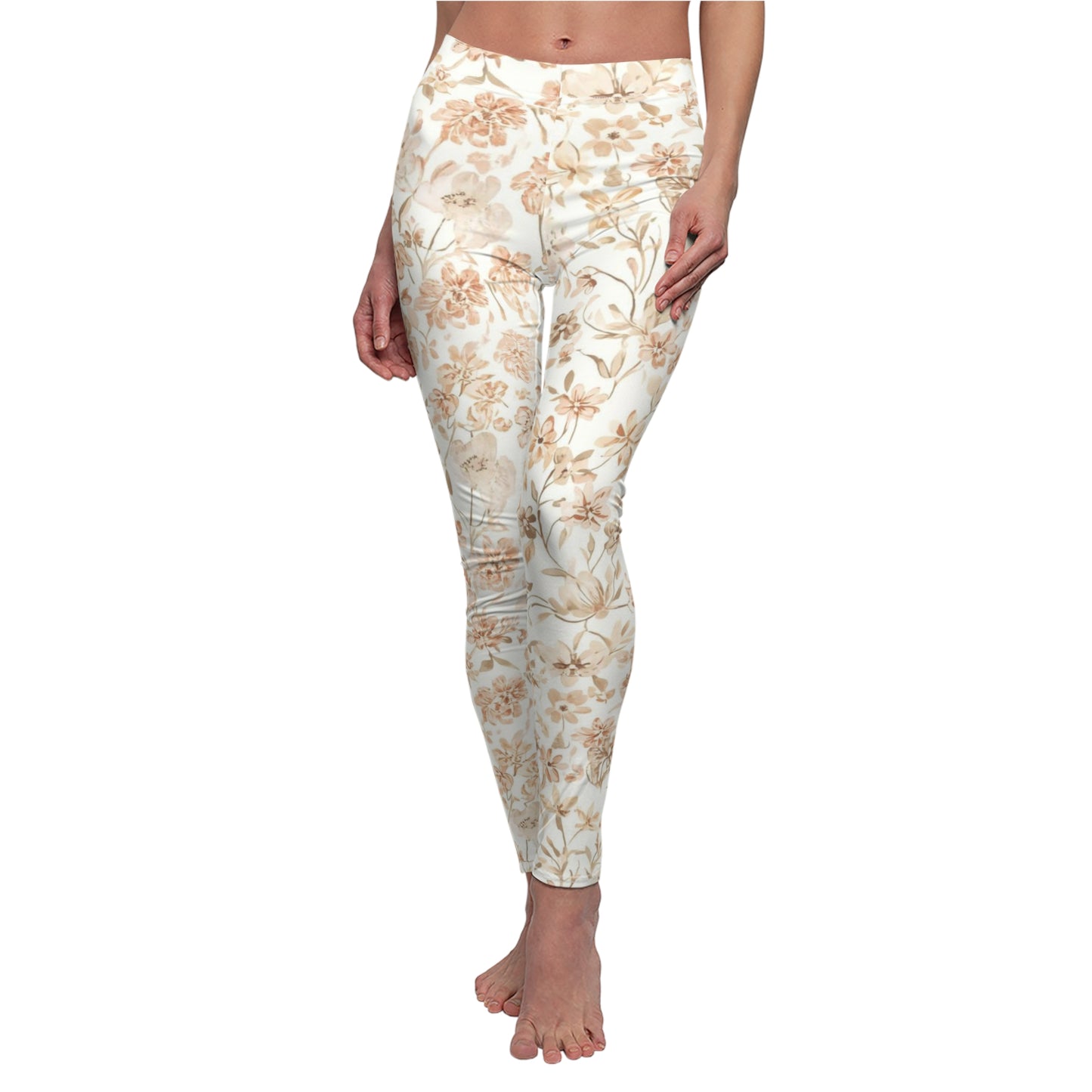 Floral Cream Toned Women's Leggings
