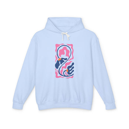 Pink Nautical Wave Graphic Lightweight Women's Hooded Sweatshirt