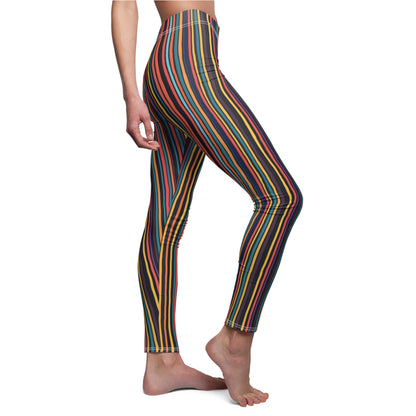 Vertical Rainbow Stripe Women's Casual Leggings