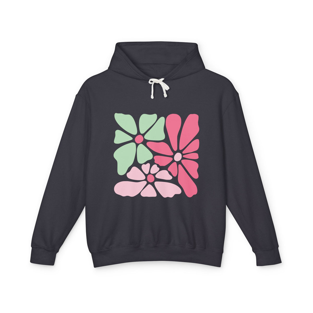 Floral Retro Block Print Lightweight Women's Hooded Sweatshirt