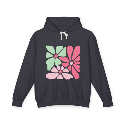 Floral Retro Block Print Lightweight Women's Hooded Sweatshirt
