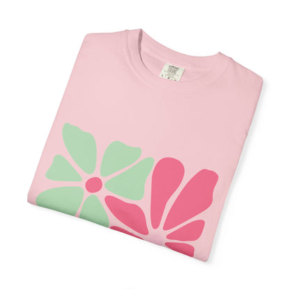 Floral Retro Block Print Garment-Dyed Women's T-Shirt
