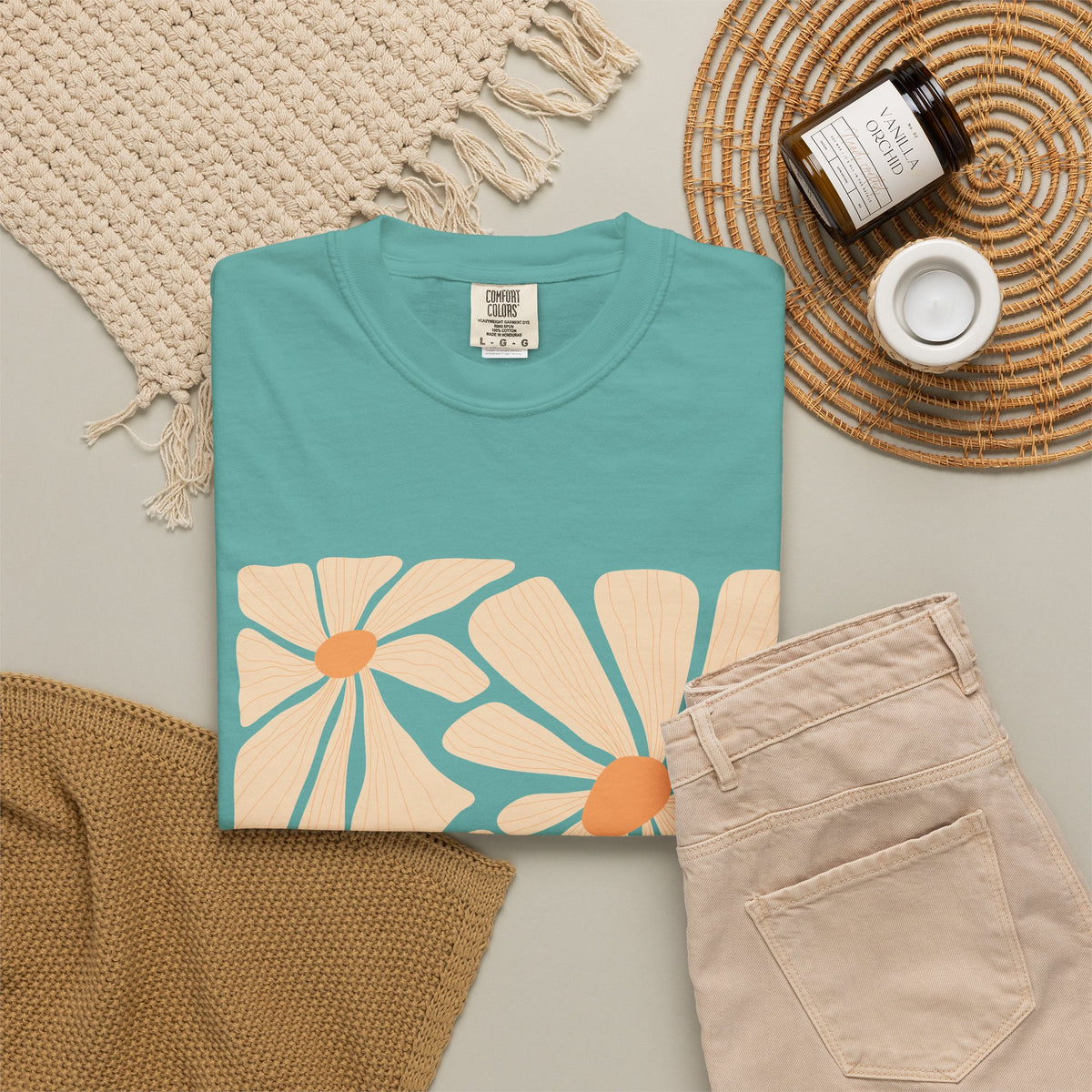 Daisy Square Garment-Dyed Women's T-Shirt