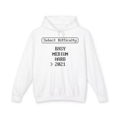 "Select Difficulty: Easy, Medium, Hard > 2021" Retro Lightweight Hooded Sweatshirt