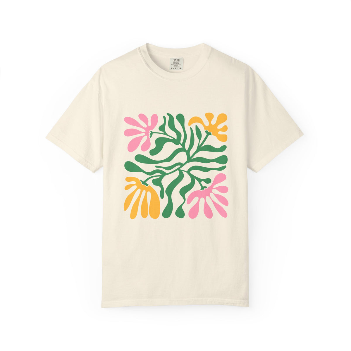 Floral Cutout Abstract Garment-Dyed Women's T-Shirt