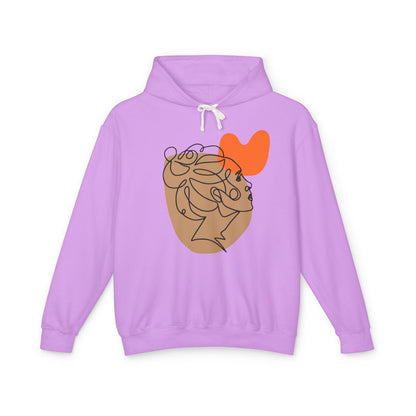 Abstract Heart Line Art Lightweight Women's Hooded Sweatshirt