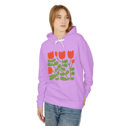 Floral Tulip Lightweight Women's Hooded Sweatshirt