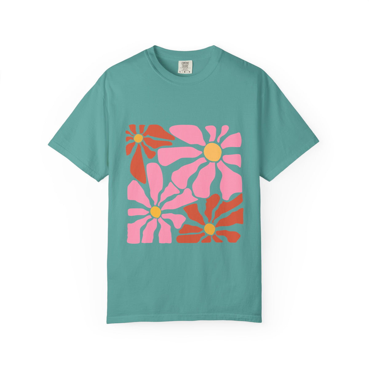 Retro Pink Daisy Graphic Garment-Dyed Women's T-Shirt
