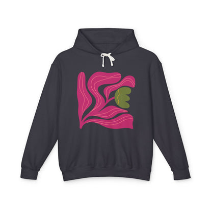 Abstract Pink Tulip Graphic Lightweight Women's Hooded Sweatshirt