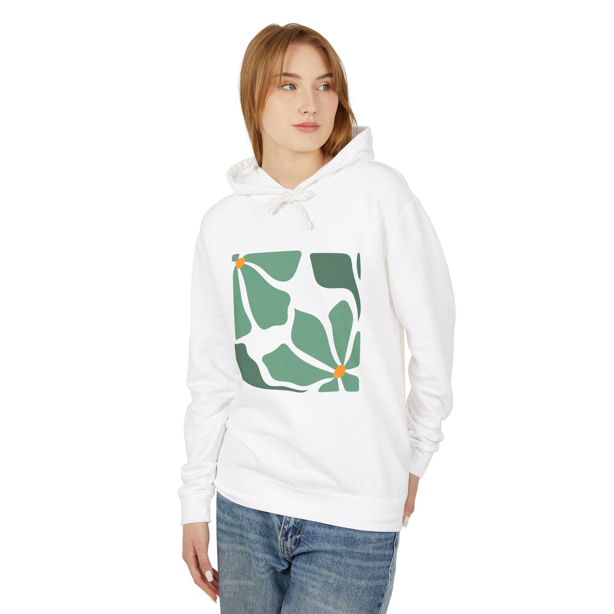 Abstract Botanical Floral Lightweight Women's Hooded Sweatshirt