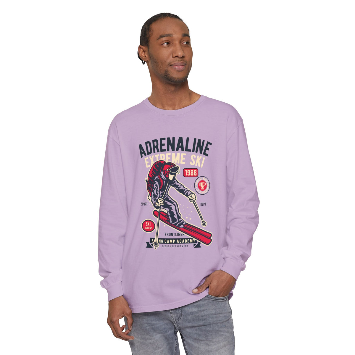 Adrenaline Extreme Ski Garment-Dyed Long Sleeve T-Shirt