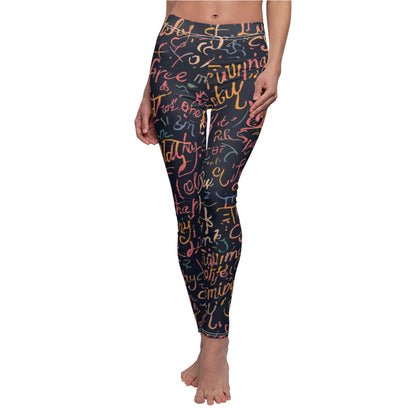 Handwritten Script Print Women's Leggings