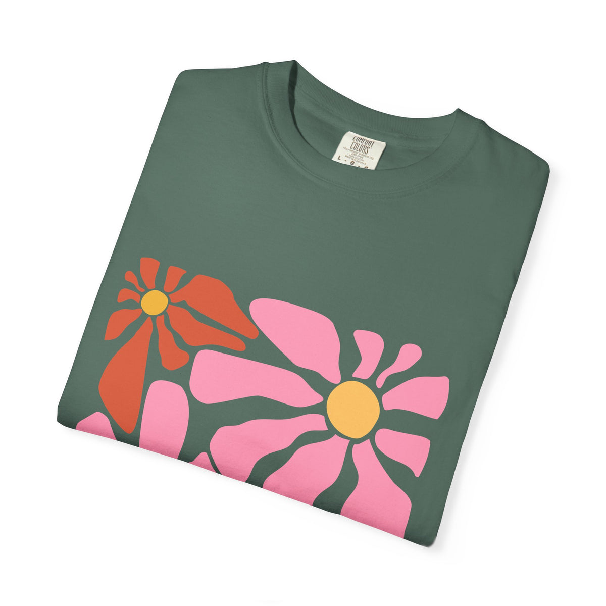 Retro Pink Daisy Graphic Garment-Dyed Women's T-Shirt