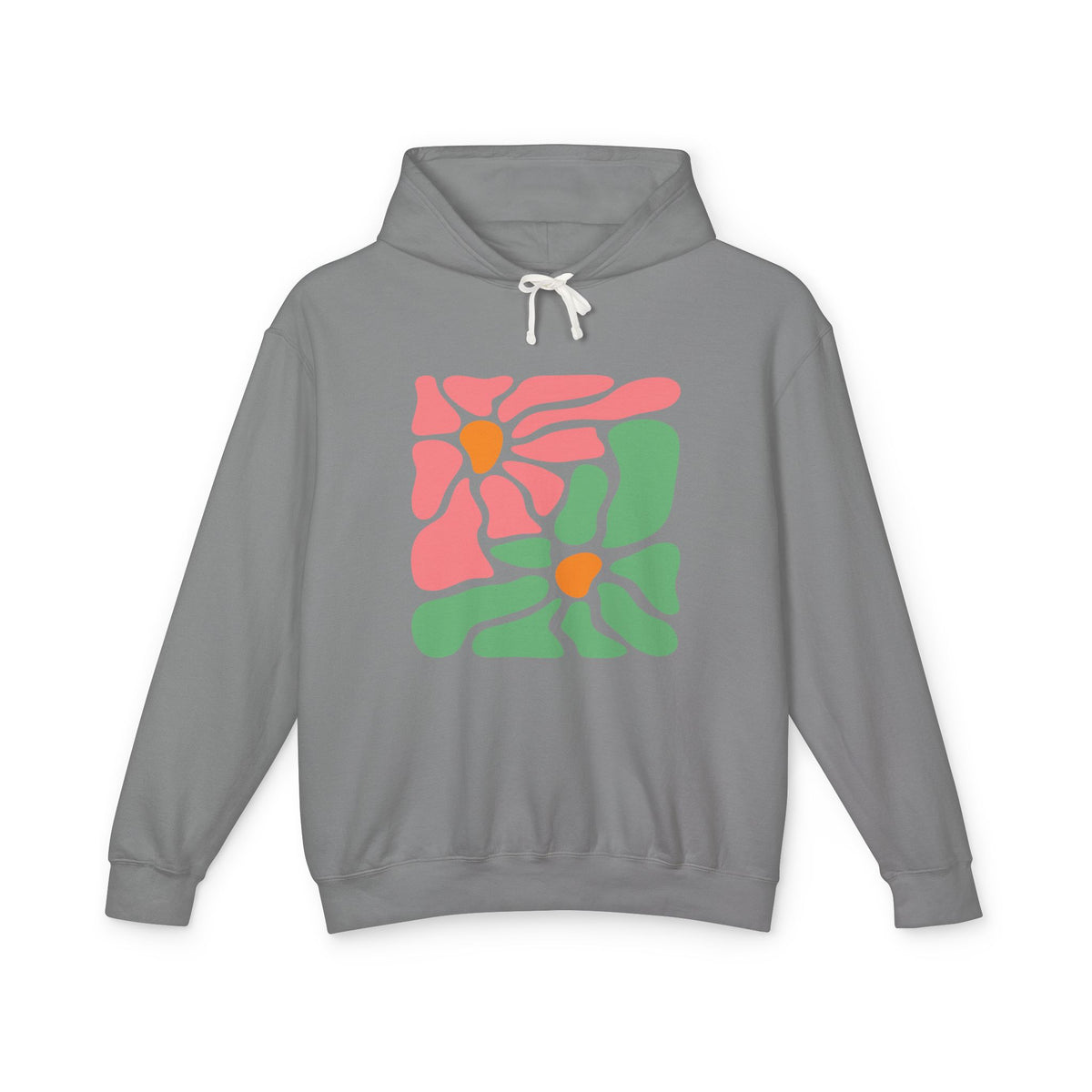 Abstract Pink & Green Flower Lightweight Women's Hooded Sweatshirt