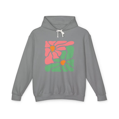 Abstract Pink & Green Flower Lightweight Women's Hooded Sweatshirt