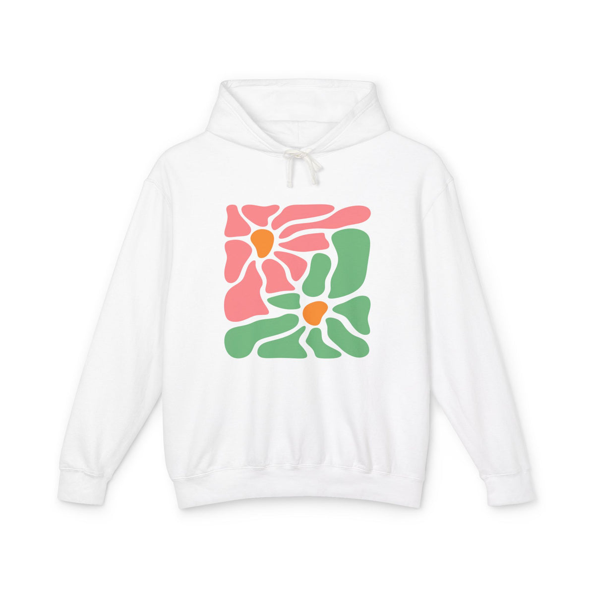 Abstract Pink & Green Flower Lightweight Women's Hooded Sweatshirt