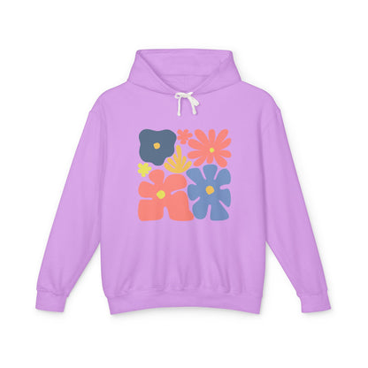 Colorful 70s Bloom Lightweight Women's Hooded Sweatshirt