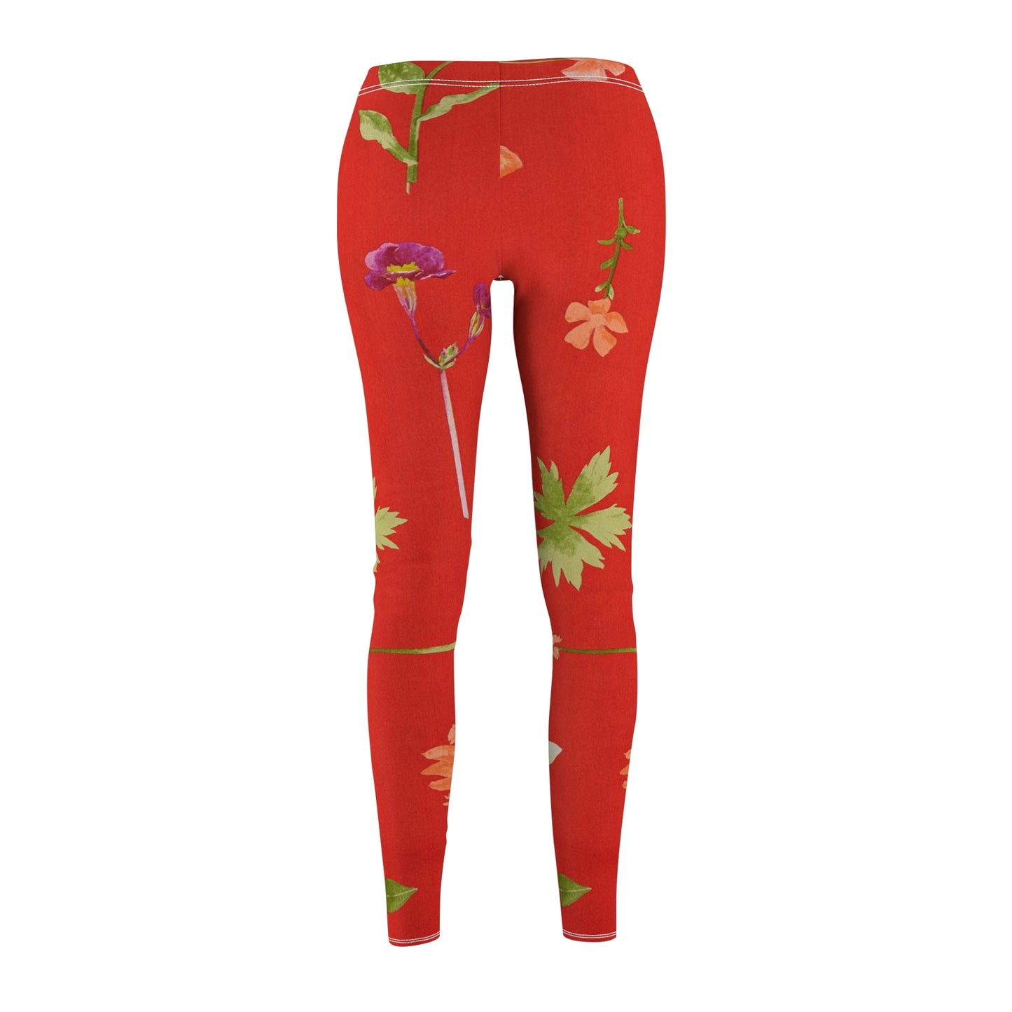 Floral Red All-Over Print Women's Casual Leggings