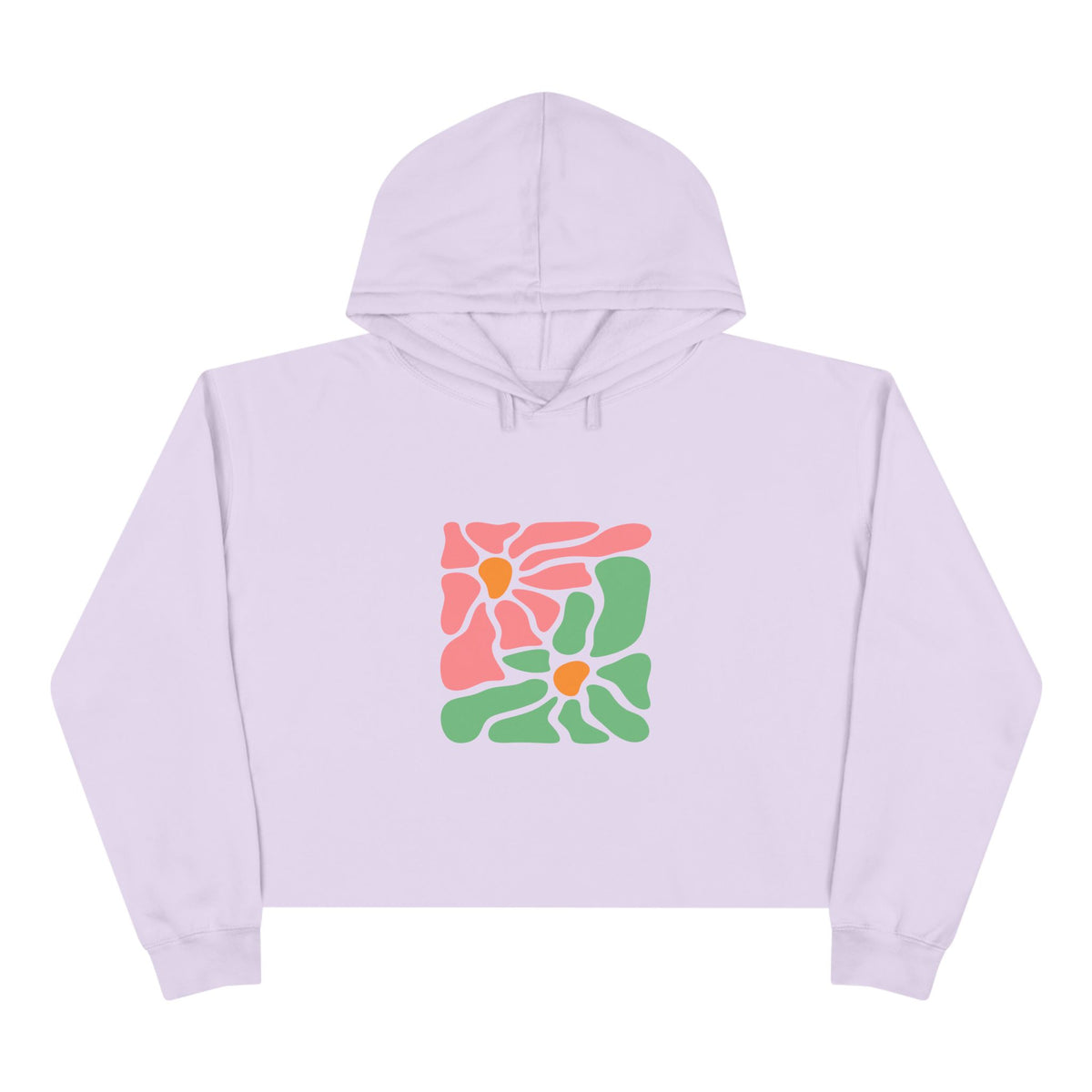 Abstract Pink & Green Flower Crop Hoodie