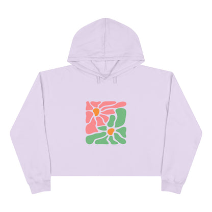 Abstract Pink & Green Flower Crop Hoodie