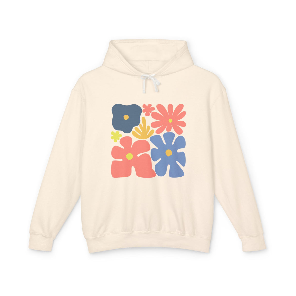 Colorful 70s Bloom Lightweight Women's Hooded Sweatshirt