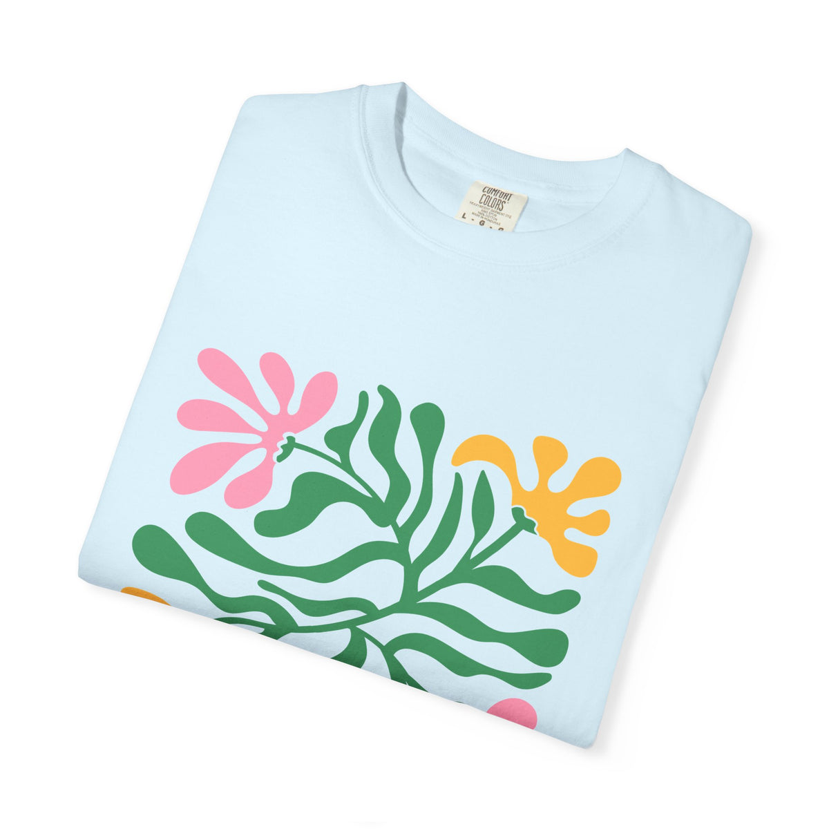 Floral Cutout Abstract Garment-Dyed Women's T-Shirt