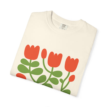 Floral Tulip Garment-Dyed Women's T-Shirt